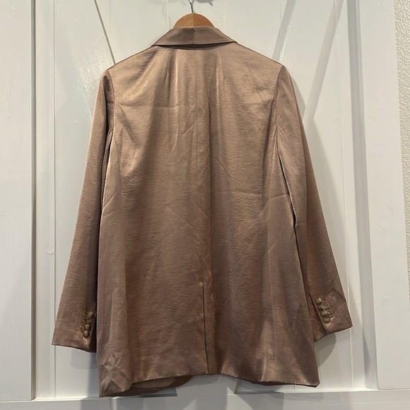 Madewell Gold Satin Oversized Blazer Size 10 - Picture 7 of 13